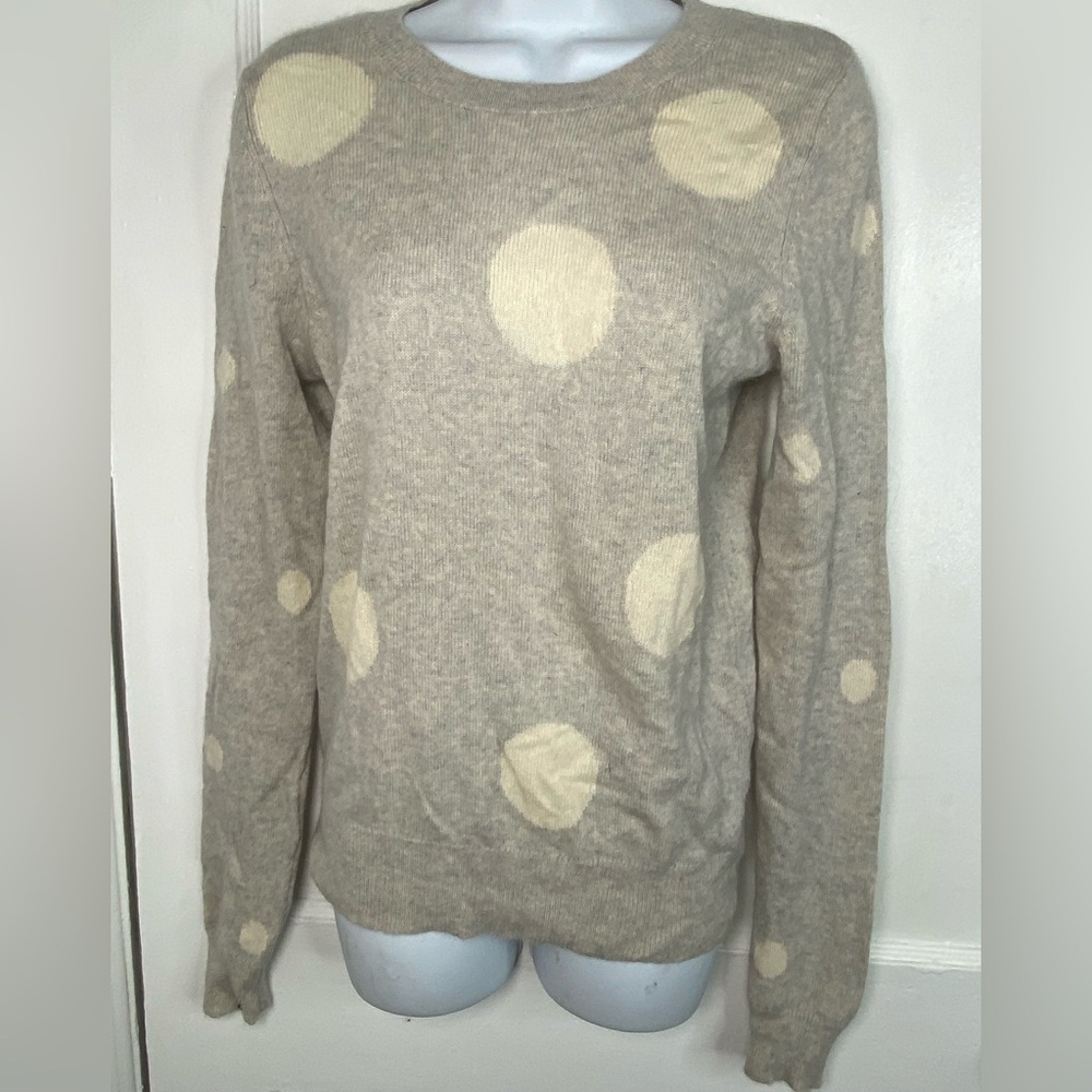 Halogen Nordstrom Cashmere & Wool Gray Polka Dot Sweater
